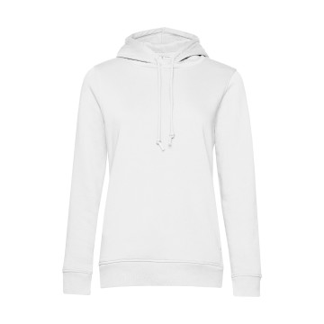 Sweat-shirt à capuche femme B&C® coton bio/polyester recyclé blanc