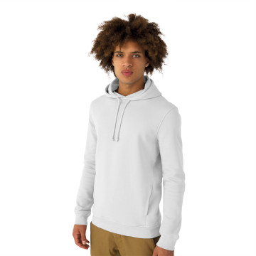 Sweat-shirt à capuche homme B&C® coton bio/polyester recyclé blanc