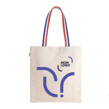 Sac en coton recyclé GRS avec anses tricolores Goodjour®