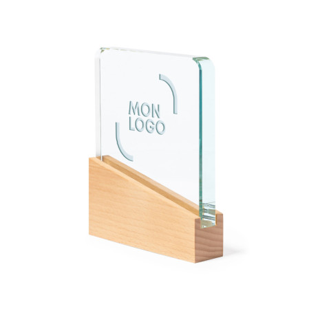 Trophée rectangulaire en verre et en bois