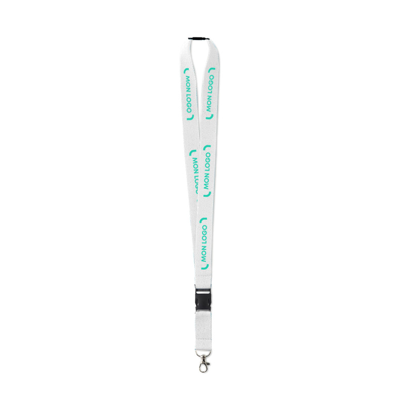 Tour de cou 2 cm avec boucle détachable et clip de sécurité