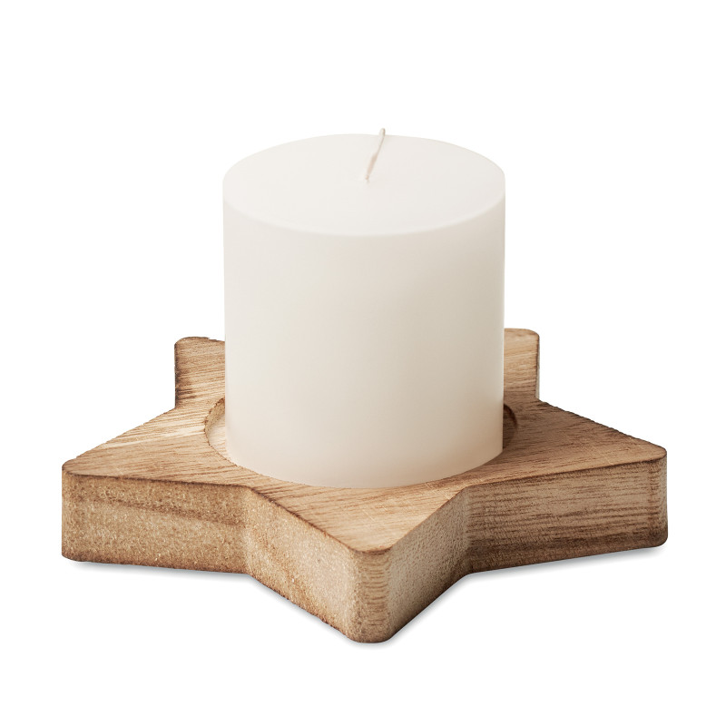 Bougie avec base en bois