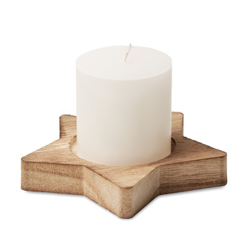 Bougie avec base en bois