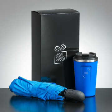 Coffret mug isotherme 350 mL et parapluie pliable tempête automatique