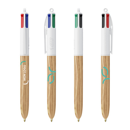 Stylo Bic® 4 couleurs Wood Style