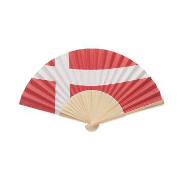 Eventail motif drapeau en bambou