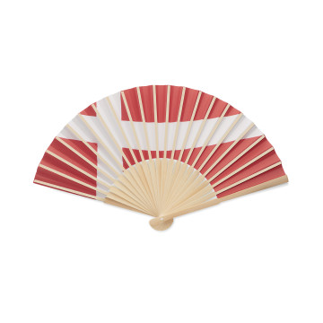 Eventail motif drapeau en bambou