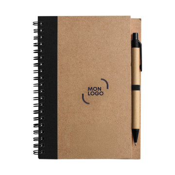 Carnet de notes recyclé A5 à spirales avec stylo