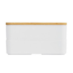 Lunch box double avec couvercle en bambou 800 mL blanche