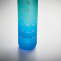 Bouteille en rPET avec marqueurs d'hydratation et paille 1 L