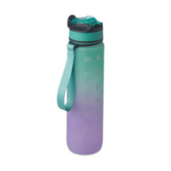 Bouteille en rPET avec marqueurs d'hydratation et paille 1 L