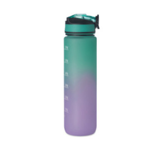 Bouteille en rPET avec marqueurs d'hydratation et paille 1 L