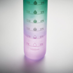 Bouteille en rPET avec marqueurs d'hydratation et paille 1 L