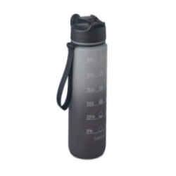 Bouteille en rPET avec marqueurs d'hydratation et paille 1 L