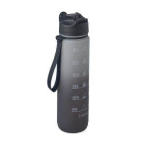 Bouteille en rPET avec marqueurs d'hydratation et paille 1 L