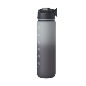 Bouteille en rPET avec marqueurs d'hydratation et paille 1 L