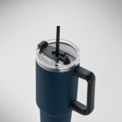 Mug isotherme en acier inoxydable recyclé avec paille 1,2 L