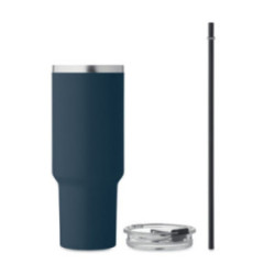 Mug isotherme en acier inoxydable recyclé avec paille 1,2 L