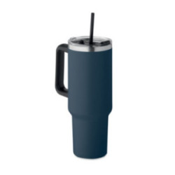 Mug isotherme en acier inoxydable recyclé avec paille 1,2 L