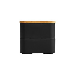 Lunch box double avec couvercle en bambou 800 mL noire