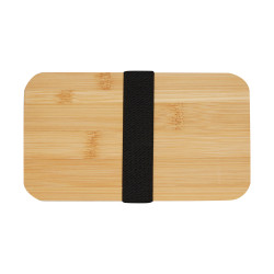 Lunch box double avec couvercle en bambou 800 mL noire