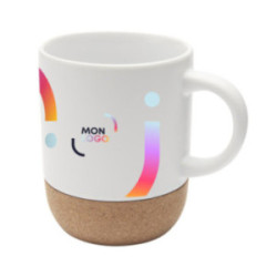 Mug en céramique blanc brillant et en liège 300 mL