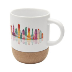 Mug en céramique blanc brillant et en liège 300 mL