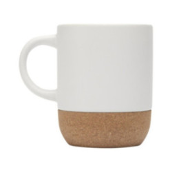 Mug en céramique blanc brillant et en liège 300 mL