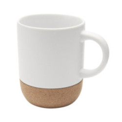 Mug en céramique blanc brillant et en liège 300 mL