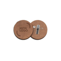 Badge sur mesure en en fibre de bois avec épingle (de 20 à 40 cm²)