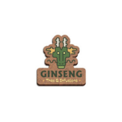Badge sur mesure en en fibre de bois avec épingle (de 20 à 40 cm²)
