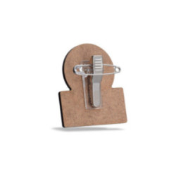 Badge sur mesure en en fibre de bois avec épingle (jusqu'à 20 cm²)