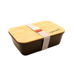Lunch box 1000 mL noire avec couvercle en bambou Baladéo®