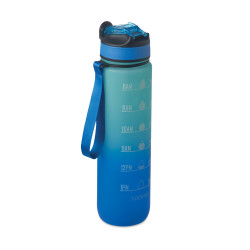 Bouteille en rPET avec marqueurs d'hydratation et paille 1 L