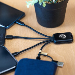 Câble de charge recyclé 20W avec logo lumineux Akashi®