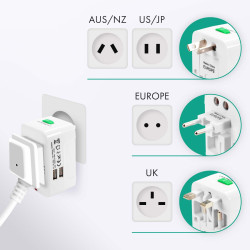 Adaptateur universel de voyage Akashi® blanc