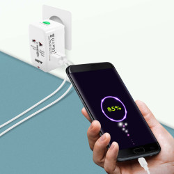 Adaptateur universel de voyage Akashi® blanc