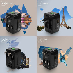 Adaptateur universel de voyage Akashi® couleur