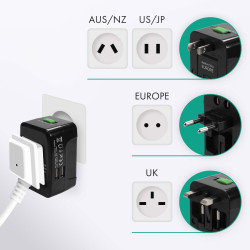 Adaptateur universel de voyage Akashi® couleur