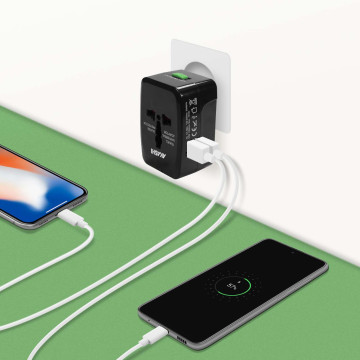 Adaptateur universel de voyage Akashi® couleur