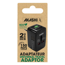 Adaptateur universel de voyage Akashi® couleur
