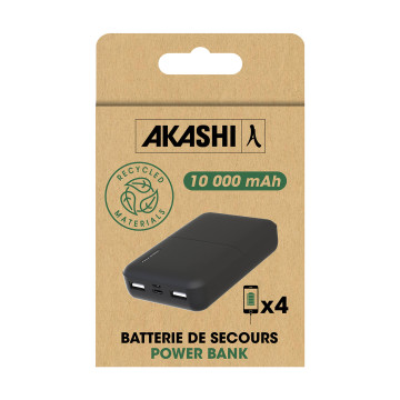 Batterie de secours recyclée ultra compacte 10000 mAh Akashi®