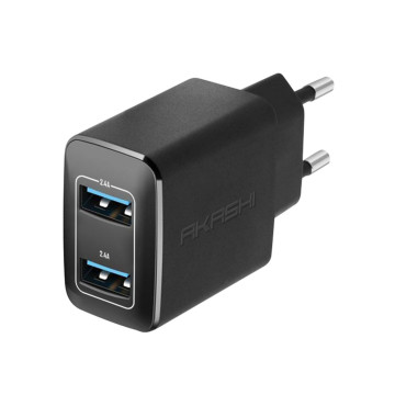 Chargeur secteur 2 USB Akashi® couleur
