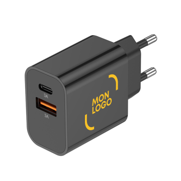 Chargeur secteur USB-C et USB-A 15W Akashi® couleur