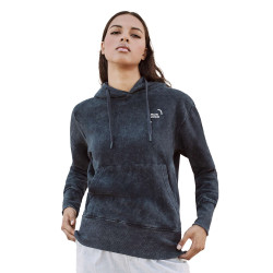 Sweat-shirt mixte à capuche effet jean délavé