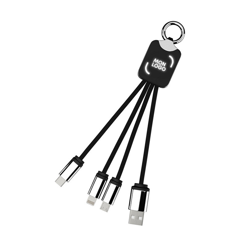 Câble de charge rapide en ABS et rPET logo lumineux SCX®