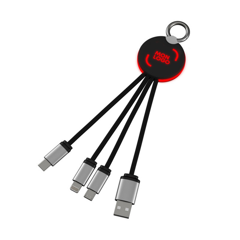 Câble de charge rapide en ABS et rPET logo lumineux SCX®
