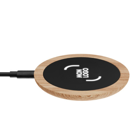 Chargeur à induction SCX® en chêne avec logo lumineux