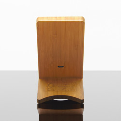 Chargeur induction support téléphone 10W en bambou logo lumineux SCX®