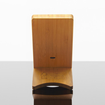 Chargeur induction support téléphone 10W en bambou logo lumineux SCX®